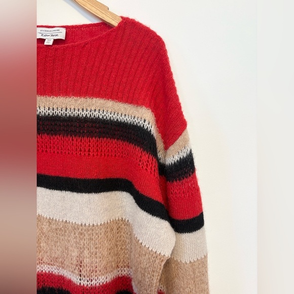 & Other Stories Stockholm atelier Red Striped Wool Thin Knit  Sweater , sz : XS - Picture 5 of 9